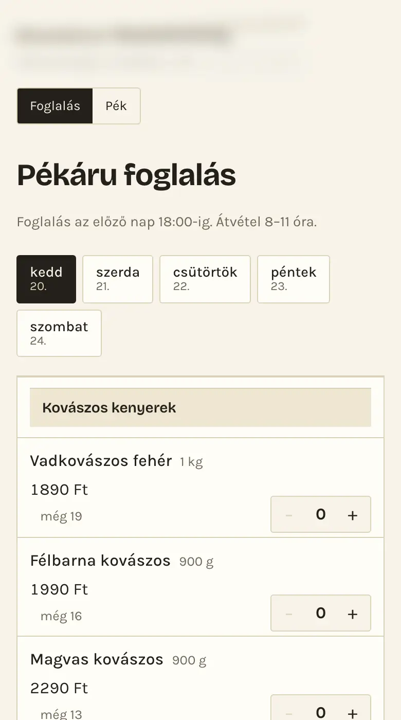 PÉKSÉG telefonon