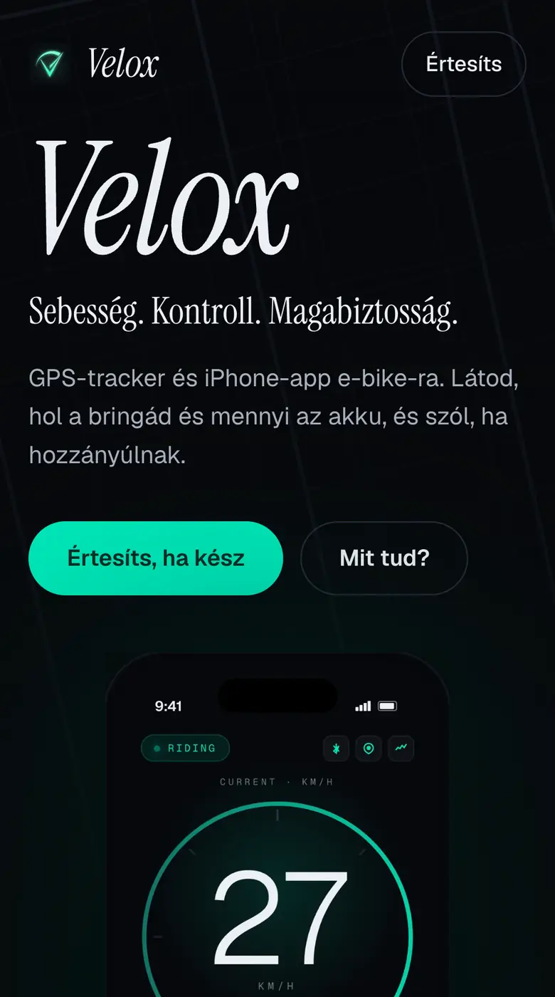 A Velox oldala telefonon